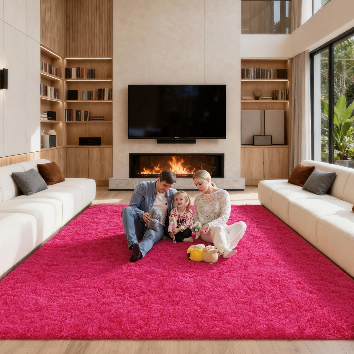 Pink Rug for Bedroom, 2x3 Small Fluffy Area Rugs for Living Room