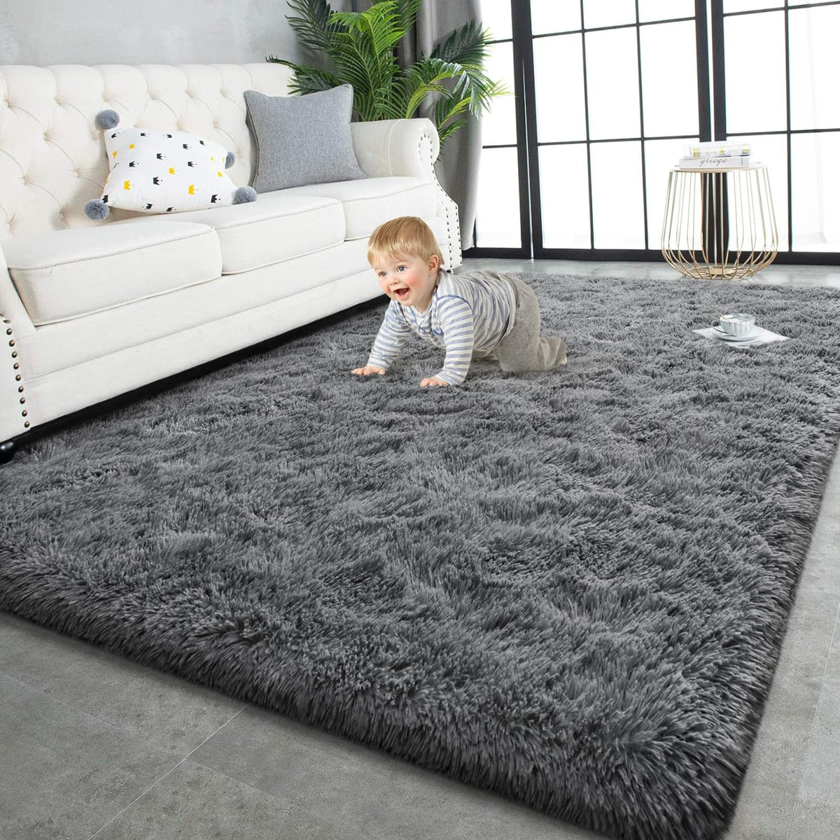 TWINNIS Super Soft Shaggy Runner Rugs Fluffy Carpets, 2x6 Feet, Indoor Modern Plush Area Rugs for Hallway Living Room Bedroom Kitchen Entryway, Upgrade Anti-Skid Rectangular Fuzzy Rug, Black