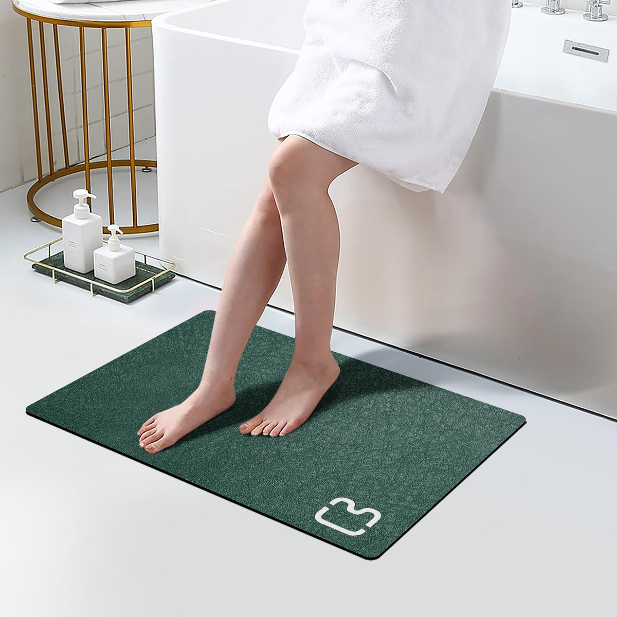 Diatomaceous Earth Bath Mat Stone Bath Mats for Bathroom,15.7"x23.6",Grey