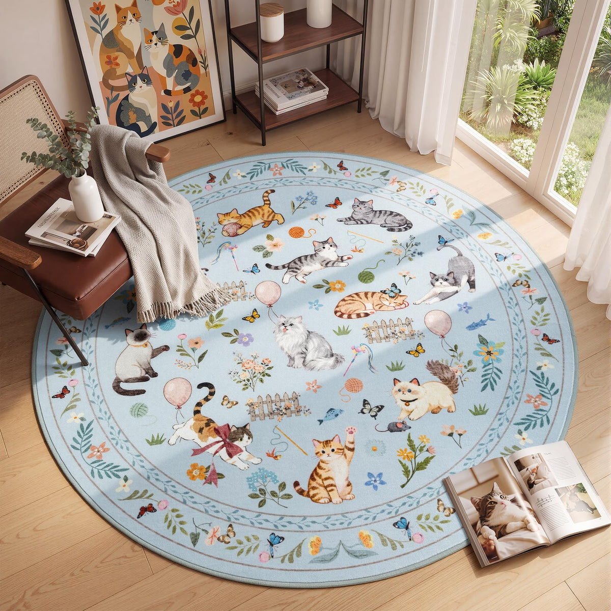 Unirea 2x3 Black Cute Cat Area Rug for Kitchen Entryway, Washable Door Mat