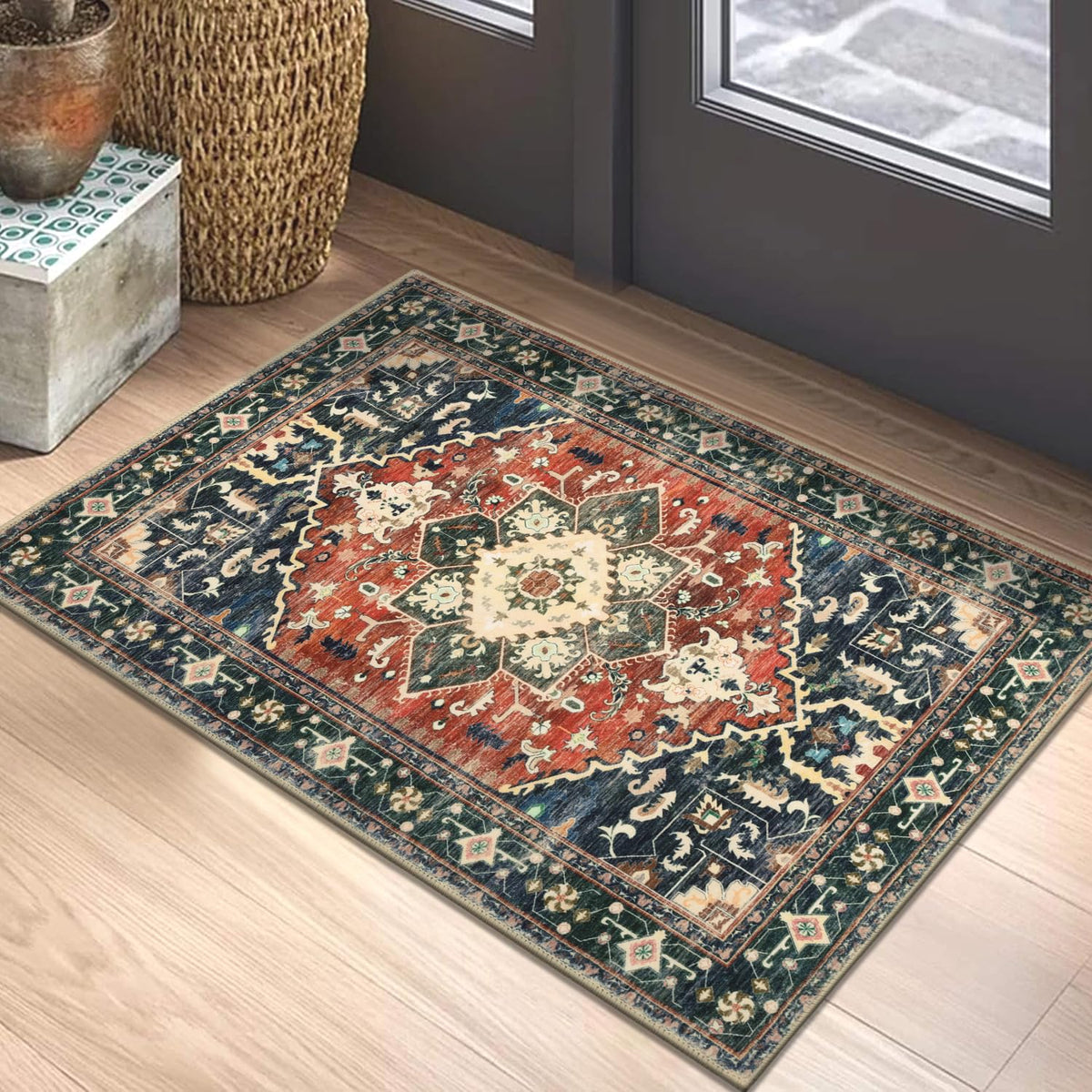 Yamaziot Washable Runner Rug, 2x8 Non-Slip Boho Vintage Hallway Kitchen Rug