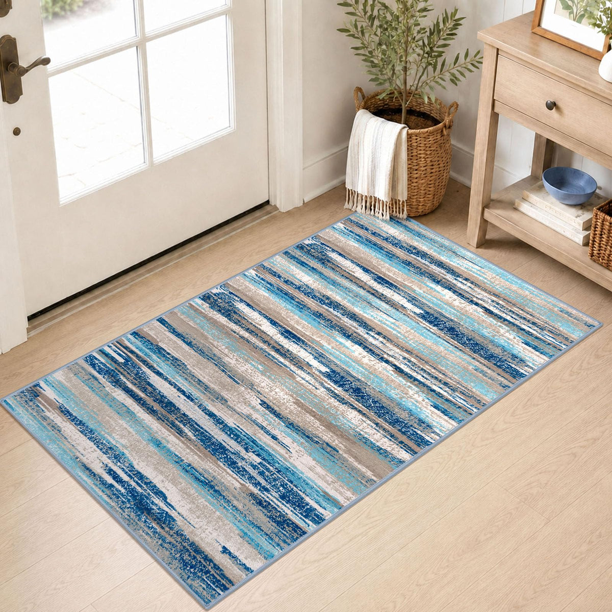 Lansny Abstract Washable 2x6 Runner Rug Non Slip Runners for Hallway