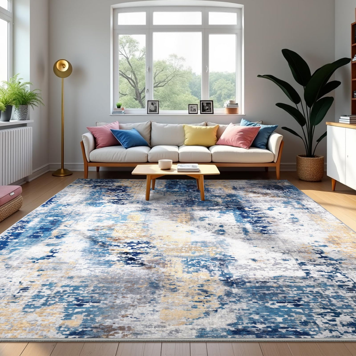 Pink Washable Runner Rug for Bedroom, Abstract Non-Slip Soft Entryway Rugs, Modern Low Pile Stain Resistant 2x6 Carpet for Entryway, Kitchen, Hallway, Bedside