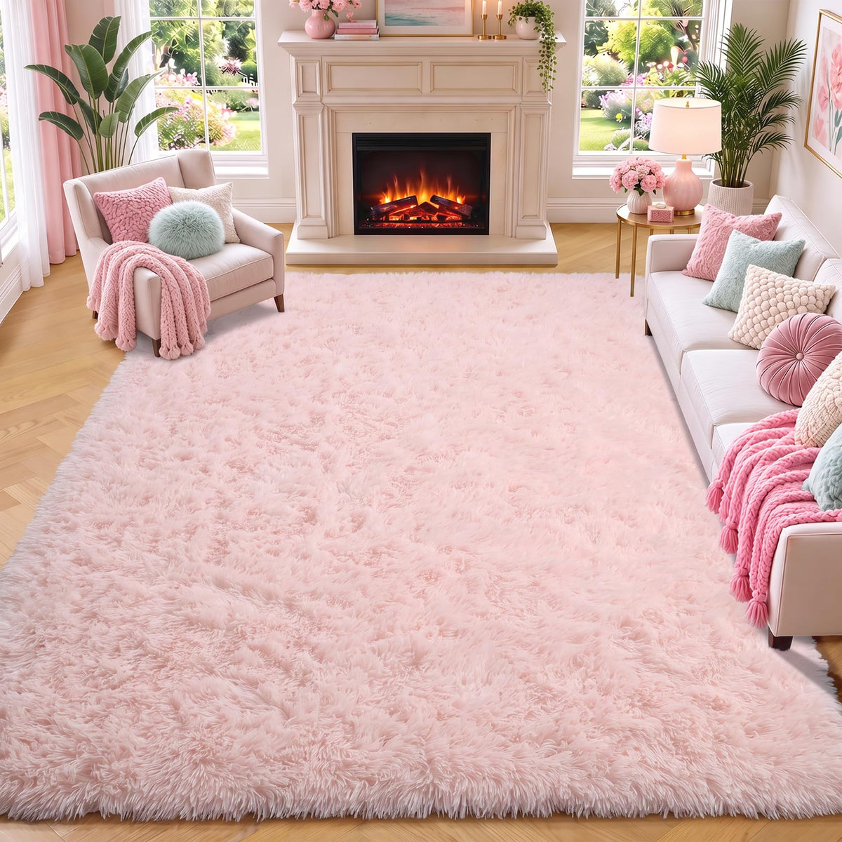 White Runner Rugs for Bedroom Living Room, Fluffy 2x6 Bedside Soft Area Rug