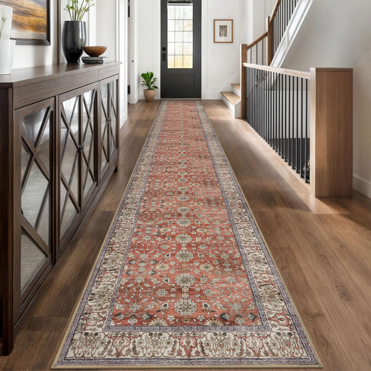KUTA Vintage Floral Washable 2x3 Rugs for Entryway Blue Grey Beige