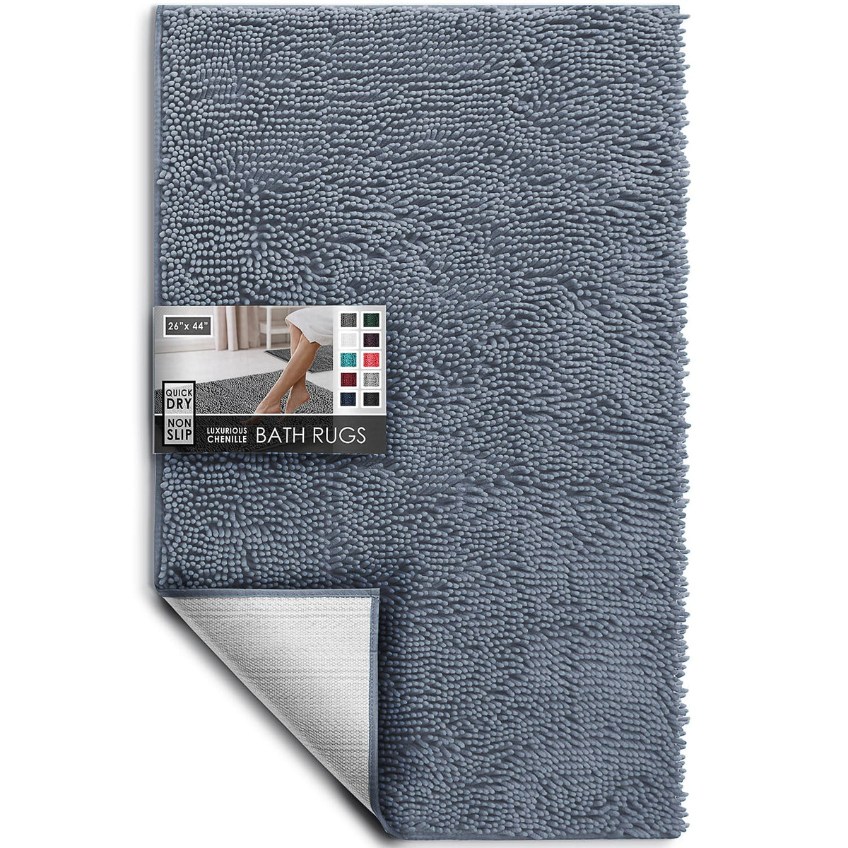 Hearth & Harbor Bathroom Rugs, Chenille Bath Mat - Machine Washable Bath Mats for Bathroom Non-Slip Backing Rubber, Quick Dry Bathroom Mat, 17 x 24 + 20 x 32 - Hunter Green