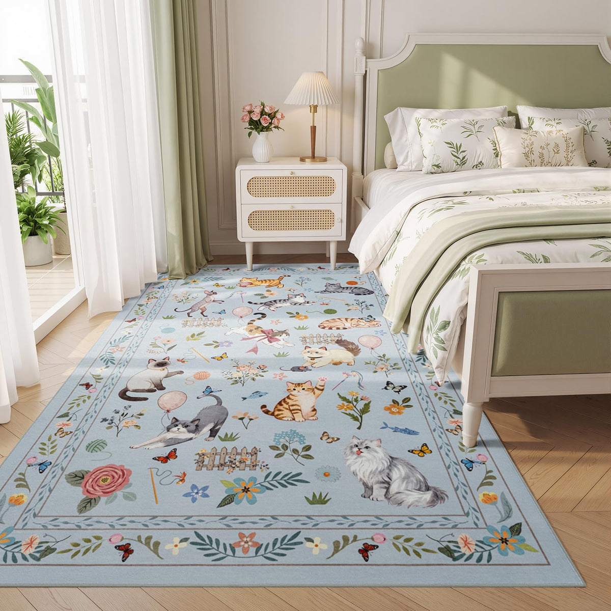 Unirea 2x3 Black Cute Cat Area Rug for Kitchen Entryway, Washable Door Mat