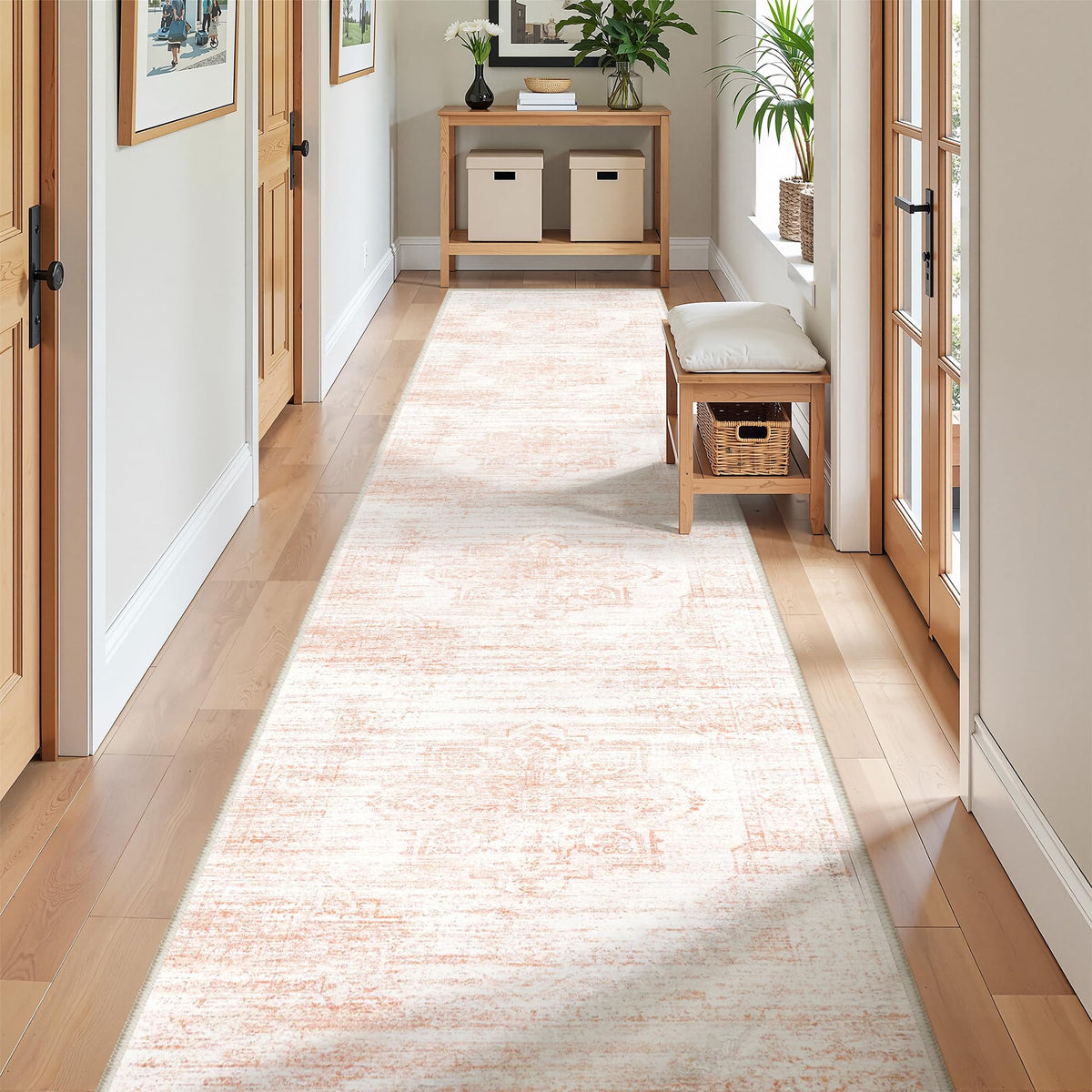 2x8 Runner Rug Non Slip,Washable Hallway Runner Rug,Beige