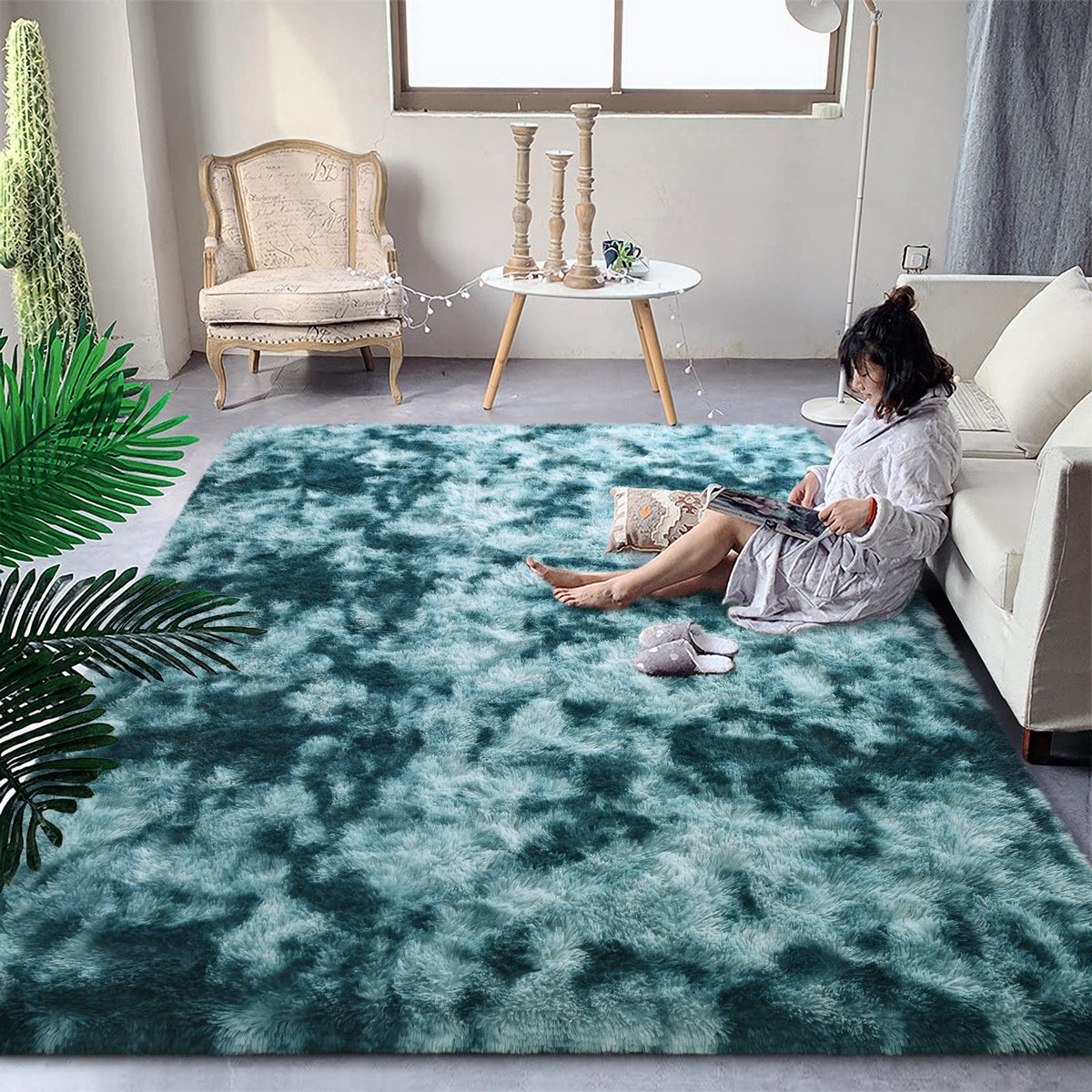 DweIke Fluffy Sage Green Runner Rugs for Bedroom, 2x6 Feet Soft Plush Long Runners for Girls Boys Kids, Non-Slip and Machine Washable Bedside Rug, Small Throw Carpet for Hallway Rooms Decor