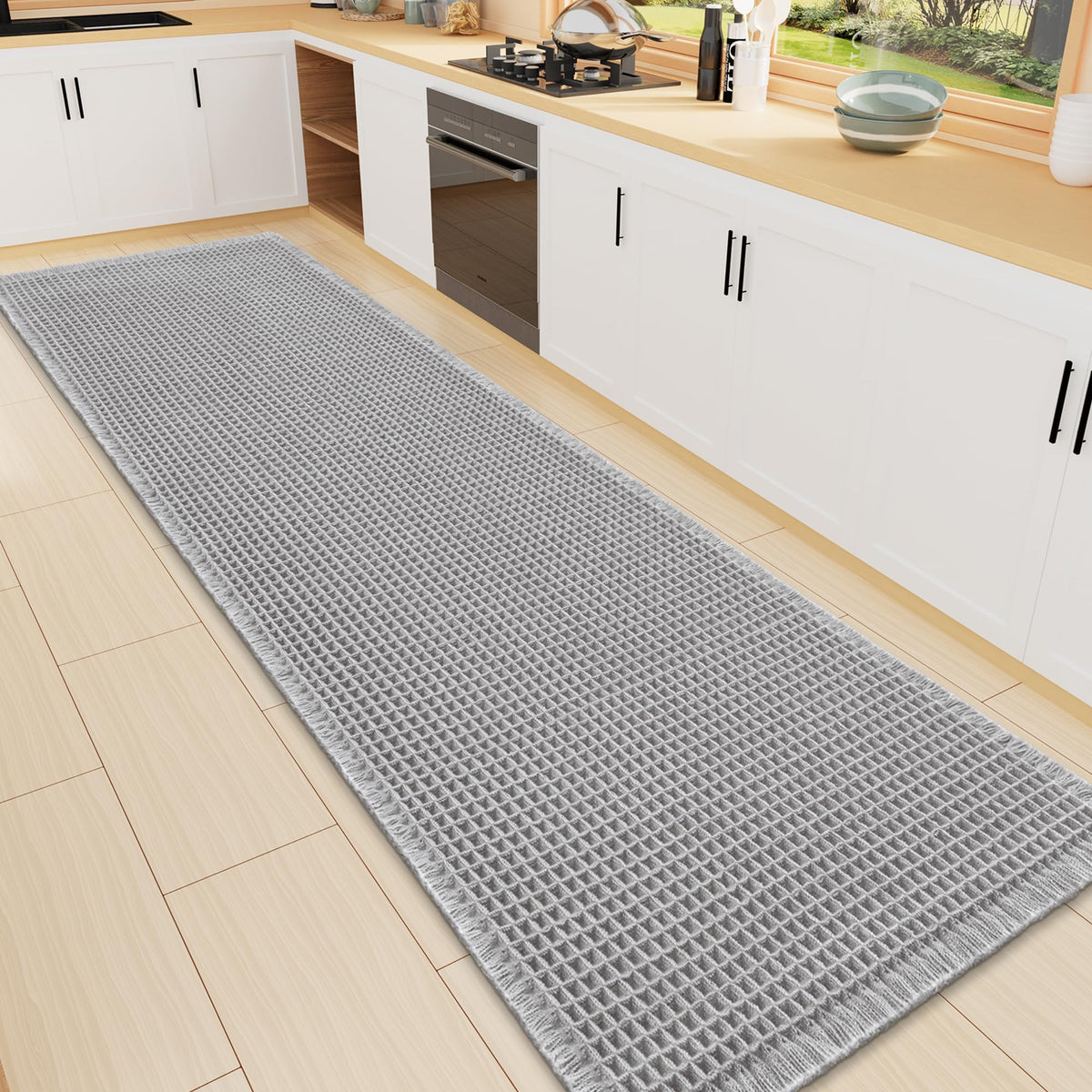Smiry Waffle Bath Mat 30X20, Extra Soft Absorbent Bathroom Rugs, Brown