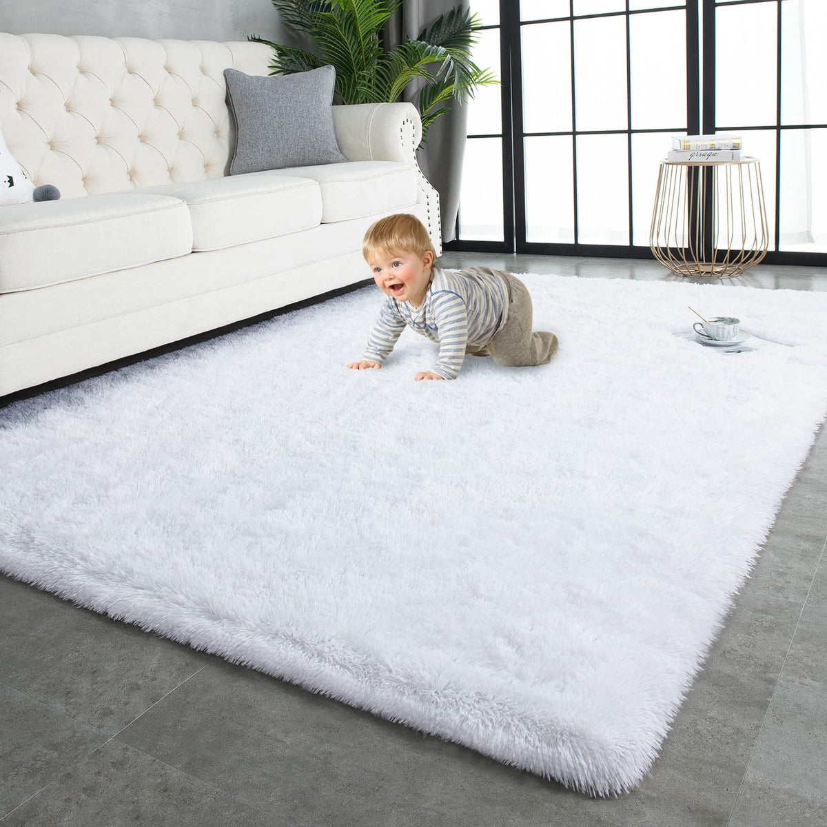 TWINNIS Super Soft Shaggy Runner Rugs Fluffy Carpets, 2x6 Feet, Indoor Modern Plush Area Rugs for Hallway Living Room Bedroom Kitchen Entryway, Upgrade Anti-Skid Rectangular Fuzzy Rug, Black
