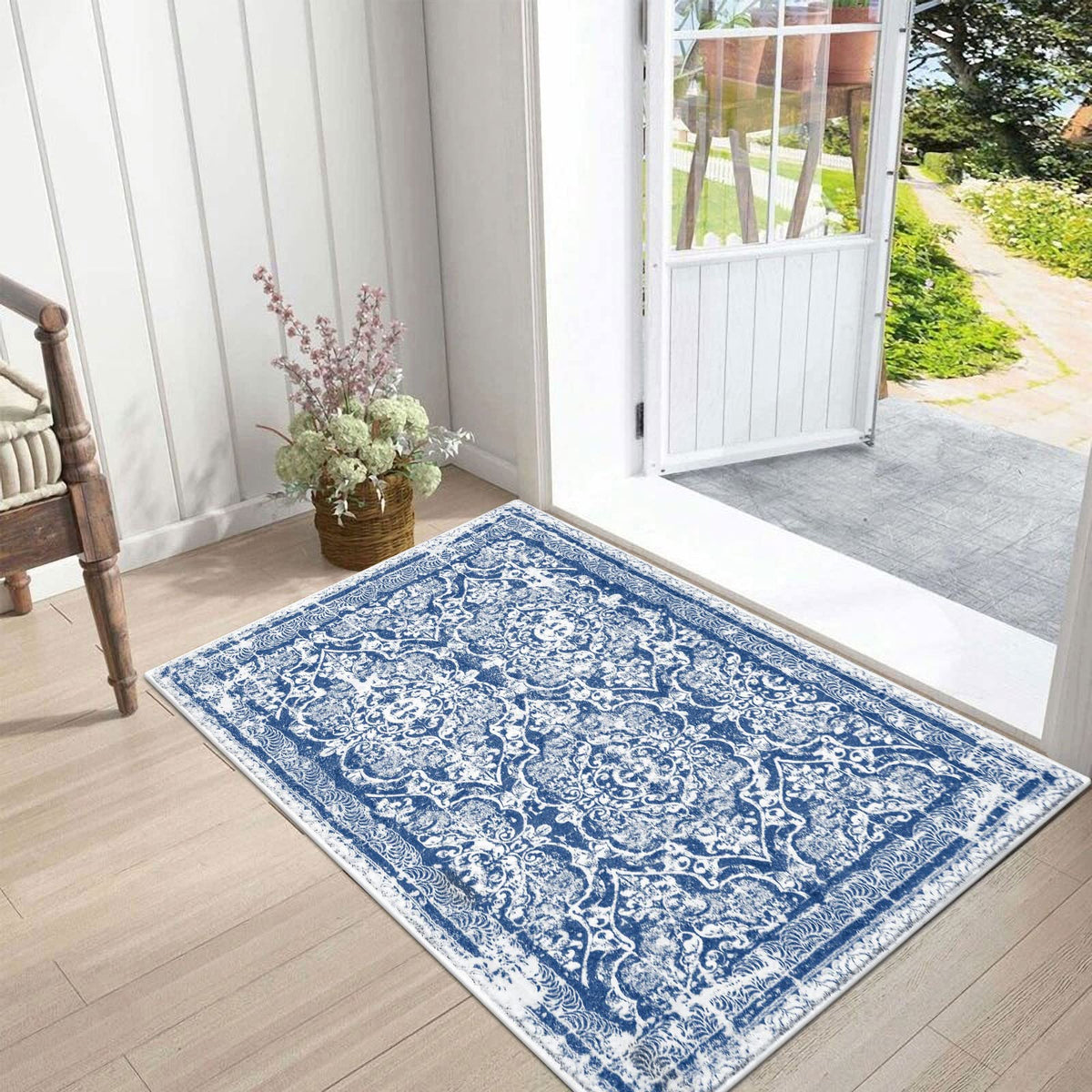 Vaukki Hallway Runner 2x6 ft, Grey Vintage Shaggy Soft Kitchen Rug