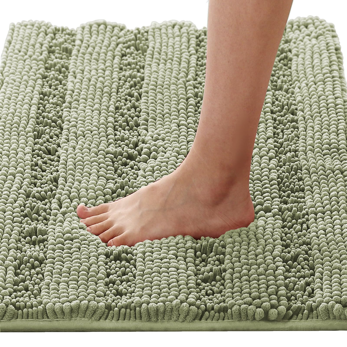 H.VERSAILTEX Bathroom Rugs Bath Rug Set 2 Piece Bathroom Contour Rug Toilet Mat Sets Non Slip Contour Bath Rug Ultra Thick Water Absorbent Striped Bath Mats Washable(47" x 17" Plus 20" x 20" U, Cream)
