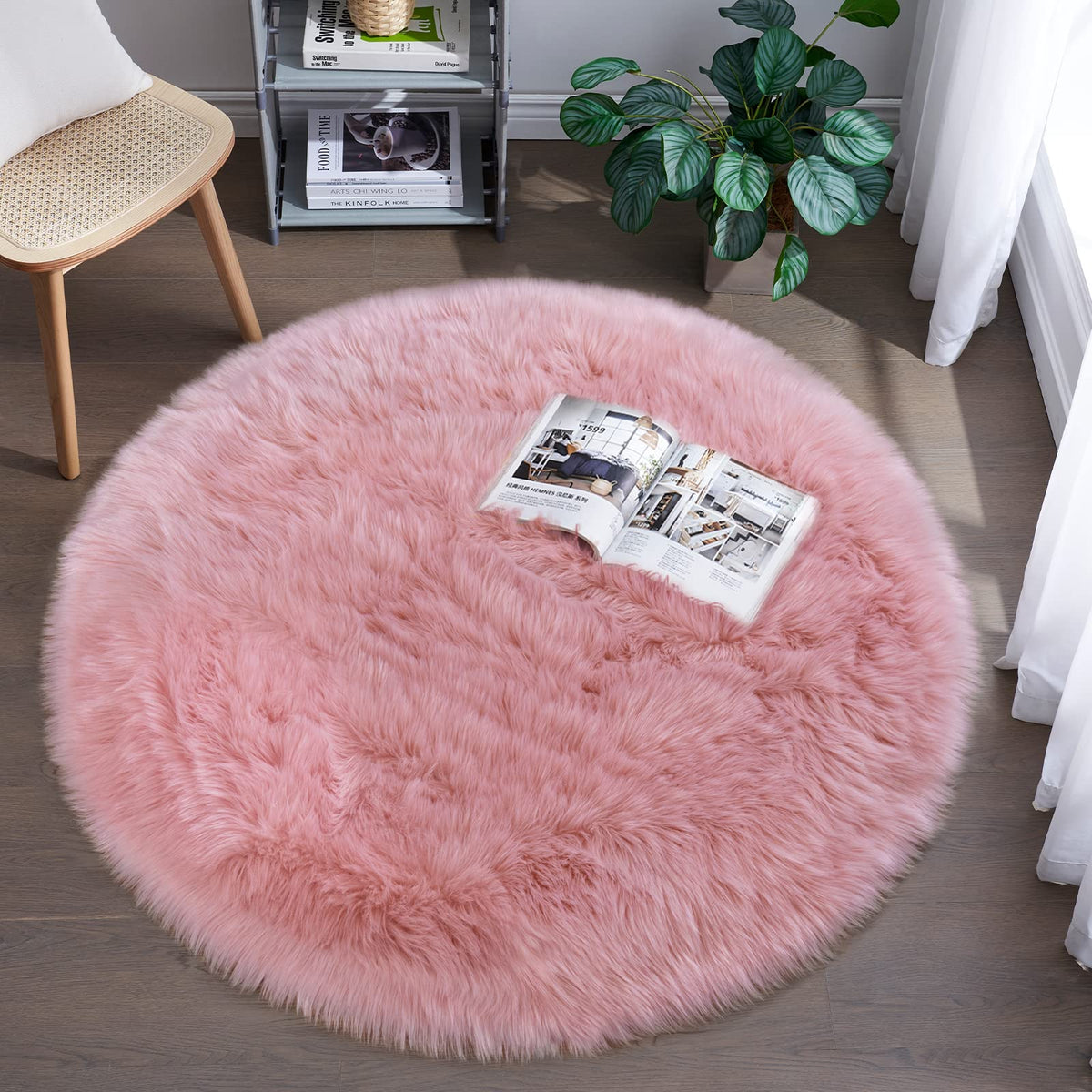 Tangsoo 2x6 Beige Faux Fur Rug,Soft Sheepskin Fluffy Runner Rug for Bedroom