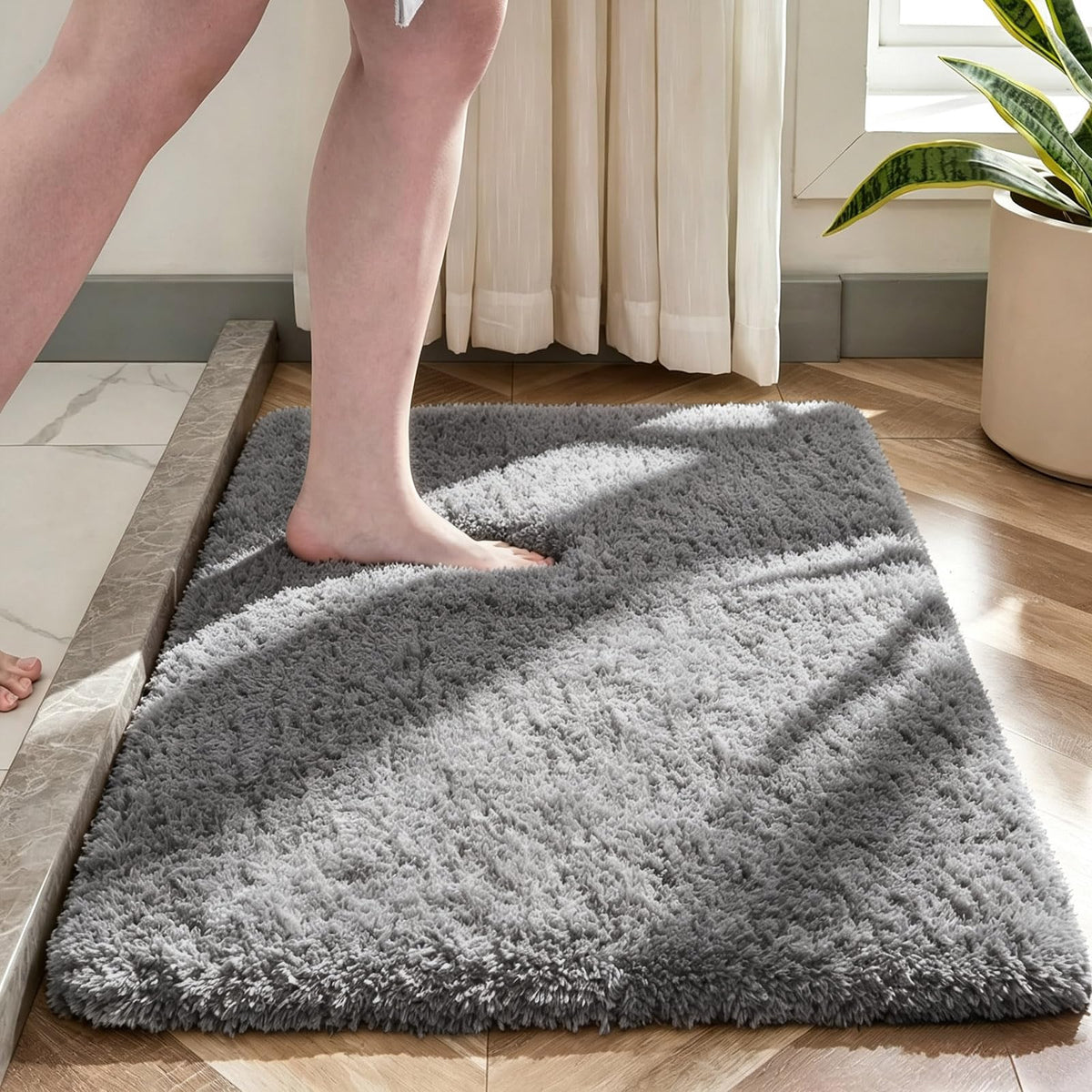 2x6 Dark Grey Fluffy Runner Rug for Hallway and Bedroom, Washable Soft Shaggy Carpet, Non-Slip Thick Shag Rug for Bedside and Living Room, Kids' and Girls' Nursery, Aesthetic Home Decor
