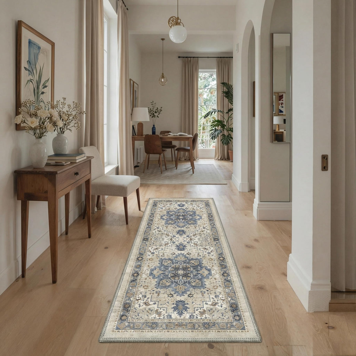 GENIMO 2x5 Washable Runner Rug Non Slip for Hallway, Light Taupe Brown
