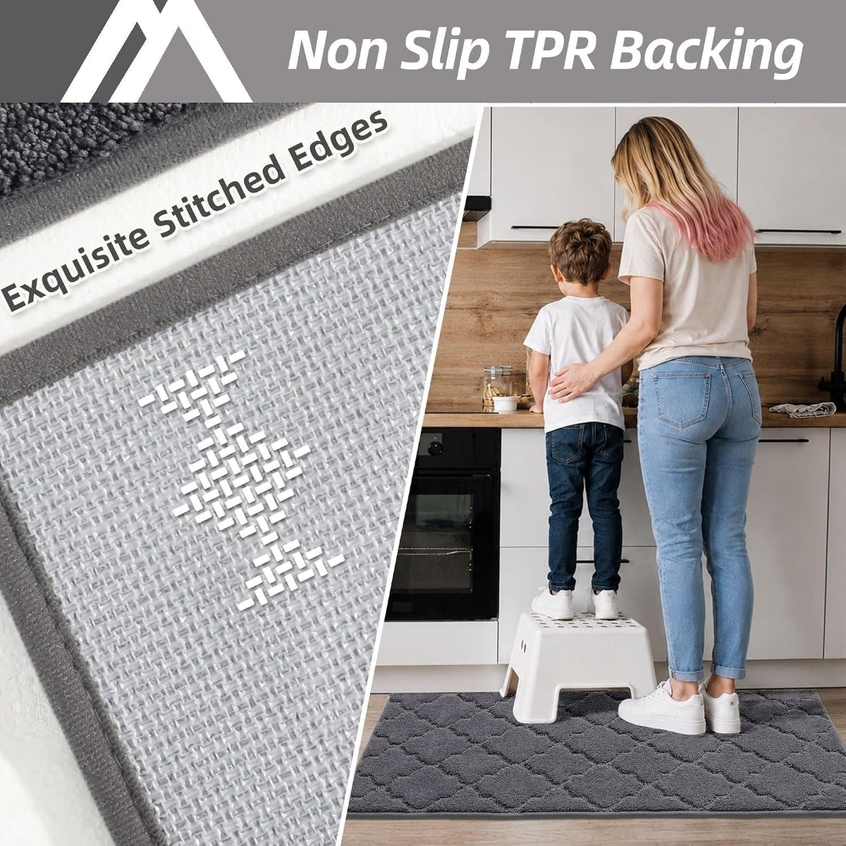 COSY HOMEER Soft Kitchen Floor Mats and Rugs Non Slip 20"x59",Dark Grey