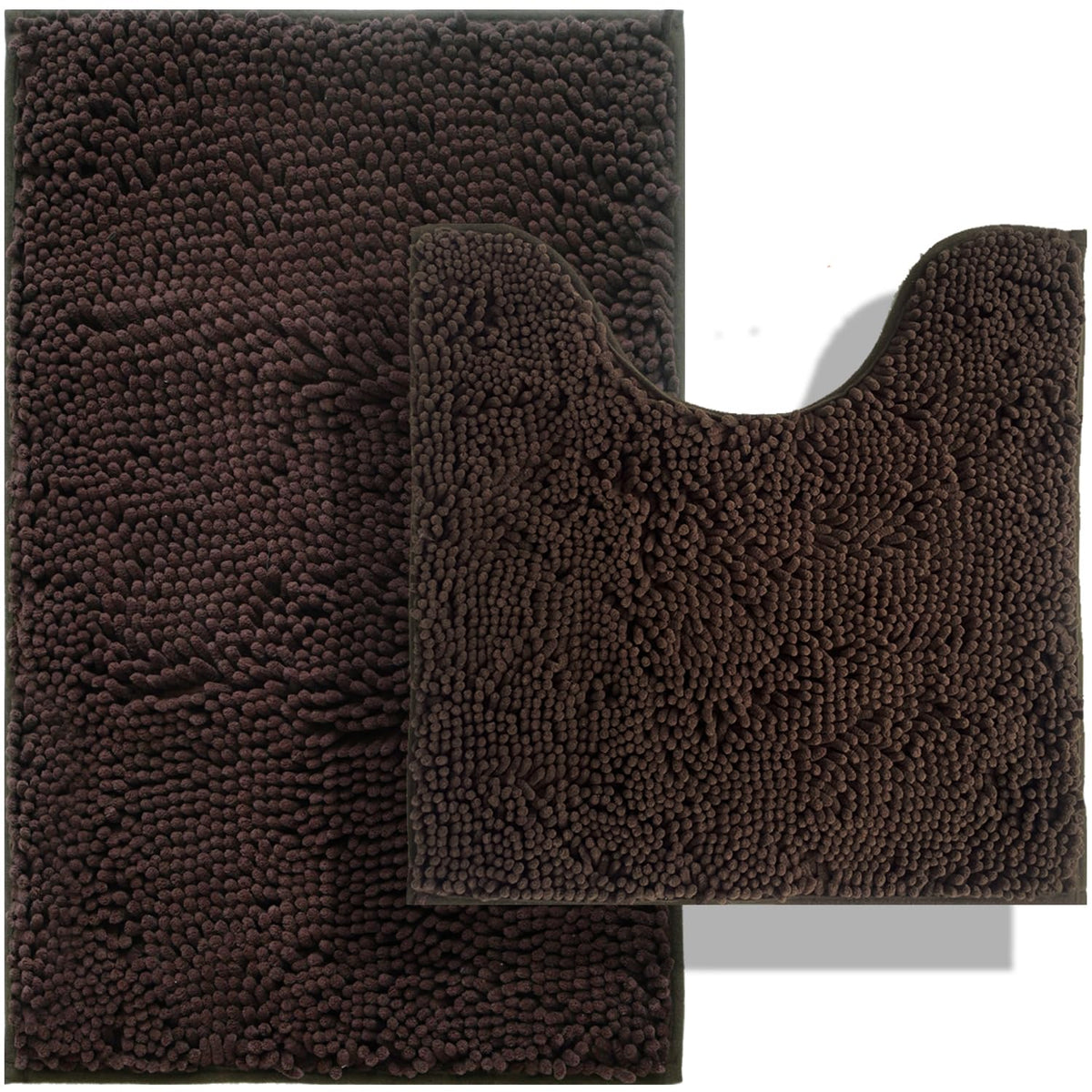 BOANKODU Bathroom Rugs Sets 2 Piece, Extra Soft Chenille Bath Mat Absorbent Bathroom Rug, Bathroom Mat with PVC Non-Slip Bottom, Machine Washable Bath Rugs (32x20 Inch + 24x16 Inch, Light Grey)