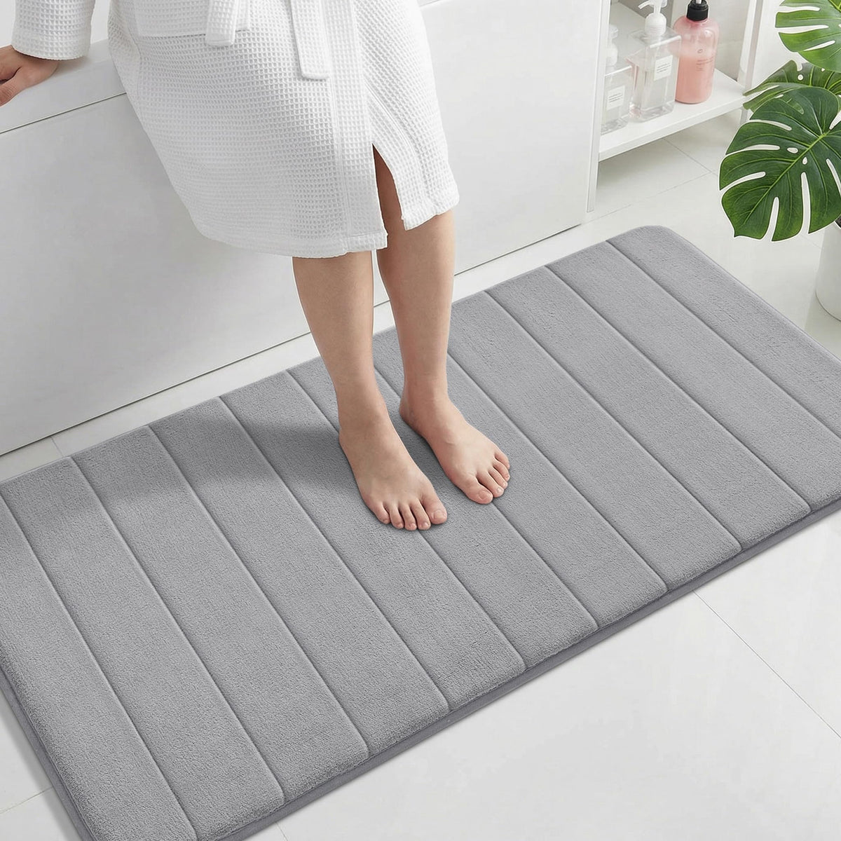 Yimobra Memory Foam Bath Mat, Super Soft & Absorbent Bathroom Rug, Grey