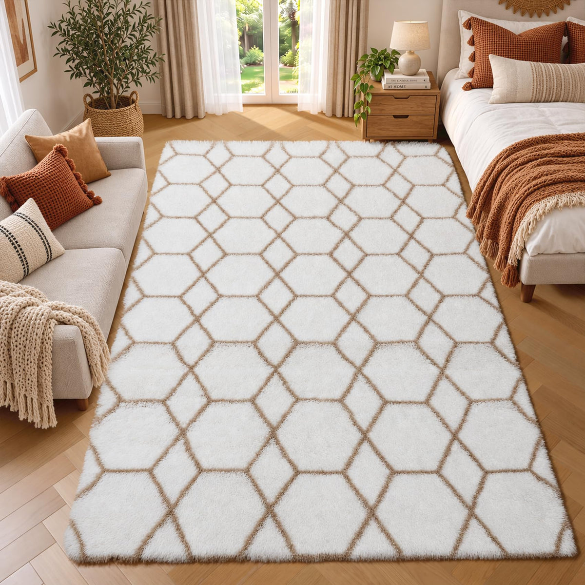 White Runner Rugs for Bedroom Living Room, Fluffy 2x6 Bedside Soft Area Rug
