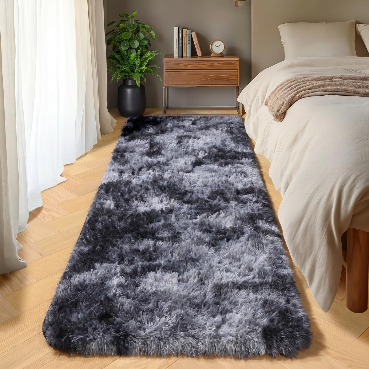 White Runner Rugs for Bedroom Living Room, Fluffy 2x6 Bedside Soft Area Rug