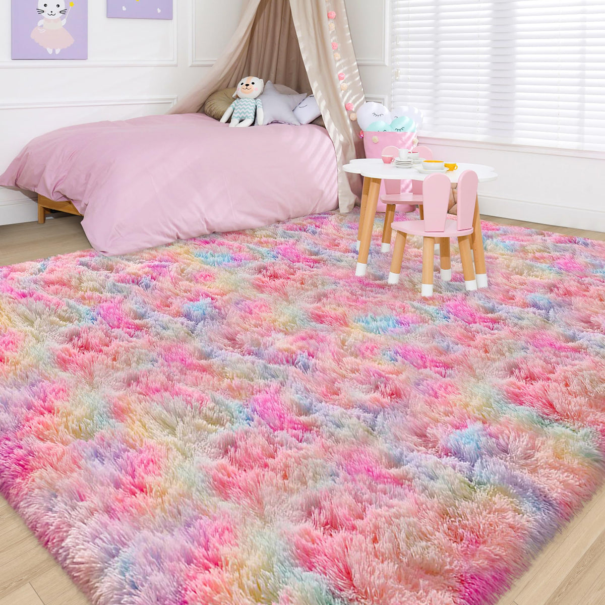 Soft Fluffy Beige Runner Rug for Bedroom, Bedside Long Rug Runner