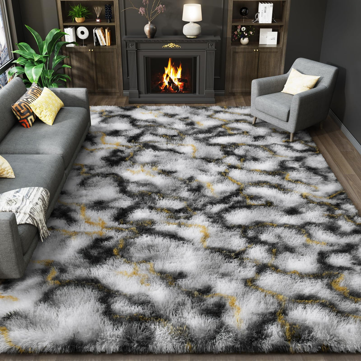 LOCHAS 2x3 Area Rugs Fluffy Living Room Carpets for Kids Bedroom, Brown