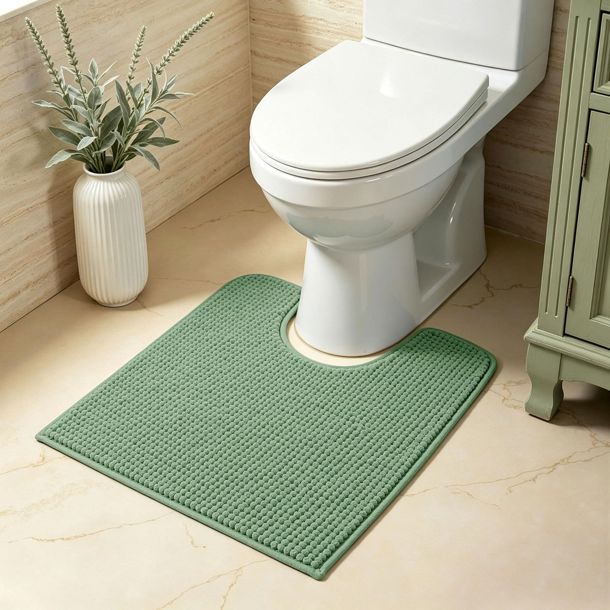 SUBRTEX Bathroom Rugs Chenille Bath Rug Soft Short Plush Bath Mat Soft Shower Mat Water Absorbent Shower Mat Quick Dry Machine Washable(White,18" x 24")