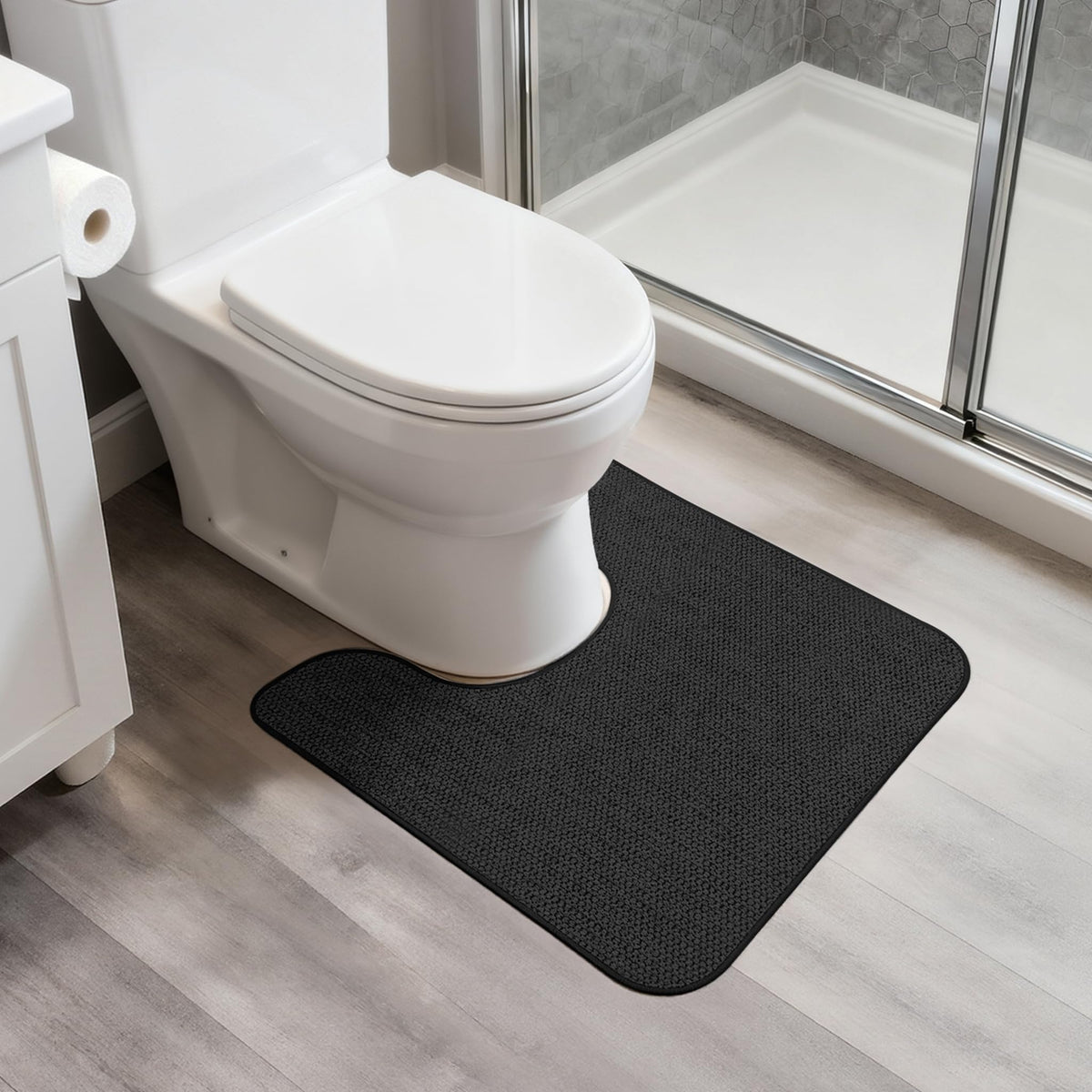 Bath Mat,Ultra Thin Bathroom Rugs,Rubber Bath Mats for Bathroom,No Slip Bath Rugs,Quick Dry,Machine Washable,Low Pile,Absorbent,Shower Outside,Sink,Home Decor Accessories.Grey,1'5"x2'3"(17x27Inch)