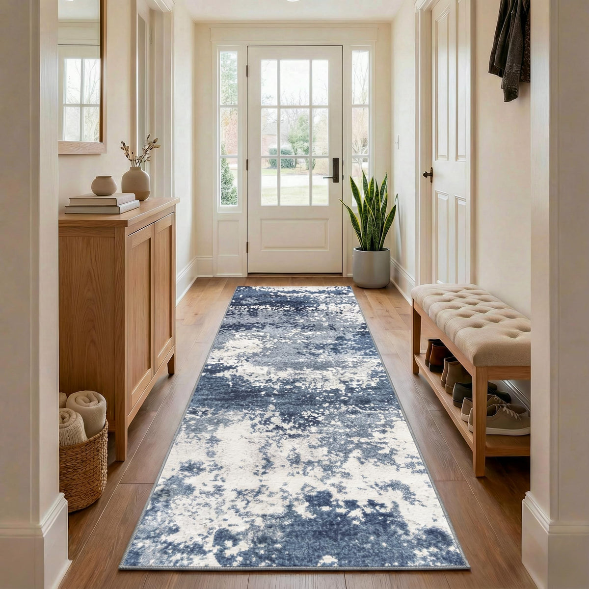 Entryway Rug 2x3 Grey Door Mat Indoor Entrance 24x36, Washable Small Throw Rugs for Kitchen Floor, Entry, Front Door, Bedroom Bedside, Non-Slip Low Pile Stain & Fade Resistant, Abstract Gray