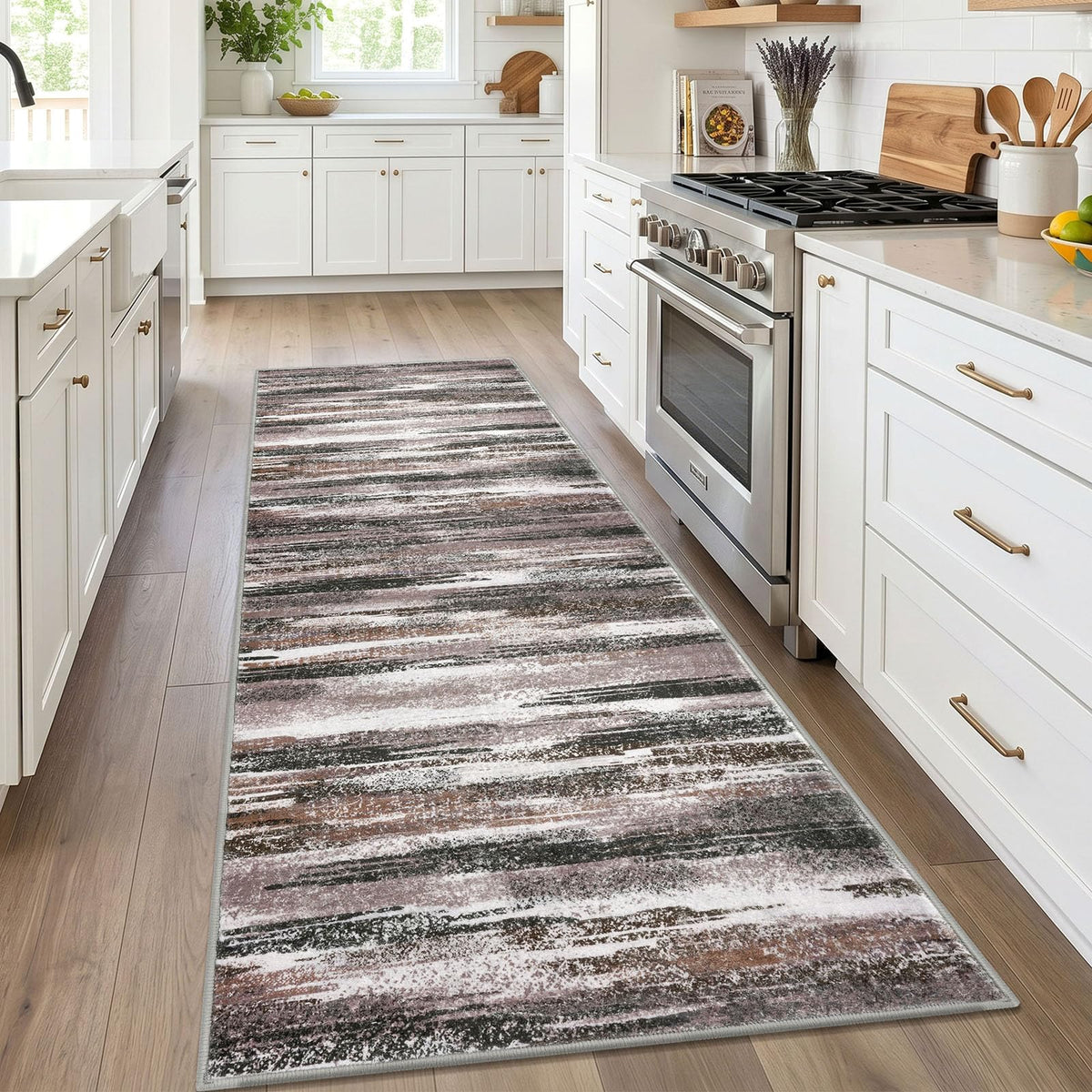 Lansny Abstract 2x3 Area Rug Small Washable Entryway Rug Non Slip Door Mat