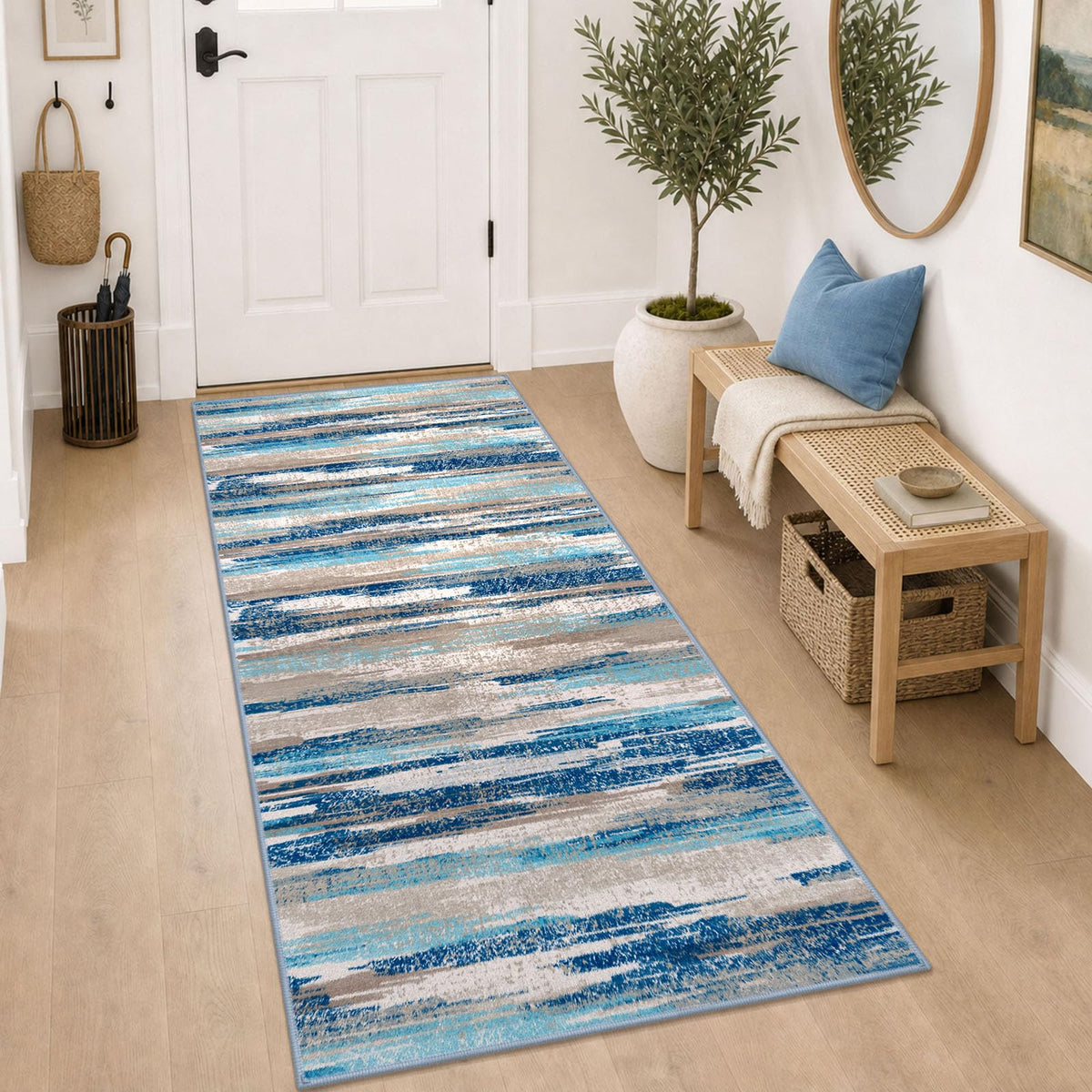 Lansny Abstract 2x3 Area Rug Small Washable Entryway Rug Non Slip Door Mat