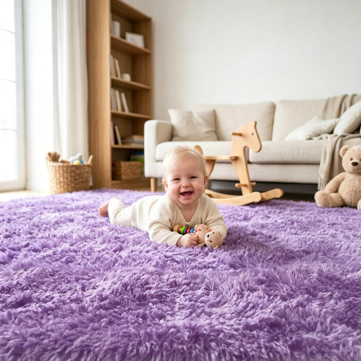 2x3 Area Rug for Bedroom Bedside, Soft Fluffy Plush Thick Rug for Living Room, Non-Slip Small Shag Rug, Non-Shedding High-Pile Indoor Floor Carpet for Kids Room Nursery Dorm Home Decor(Dark Gray)