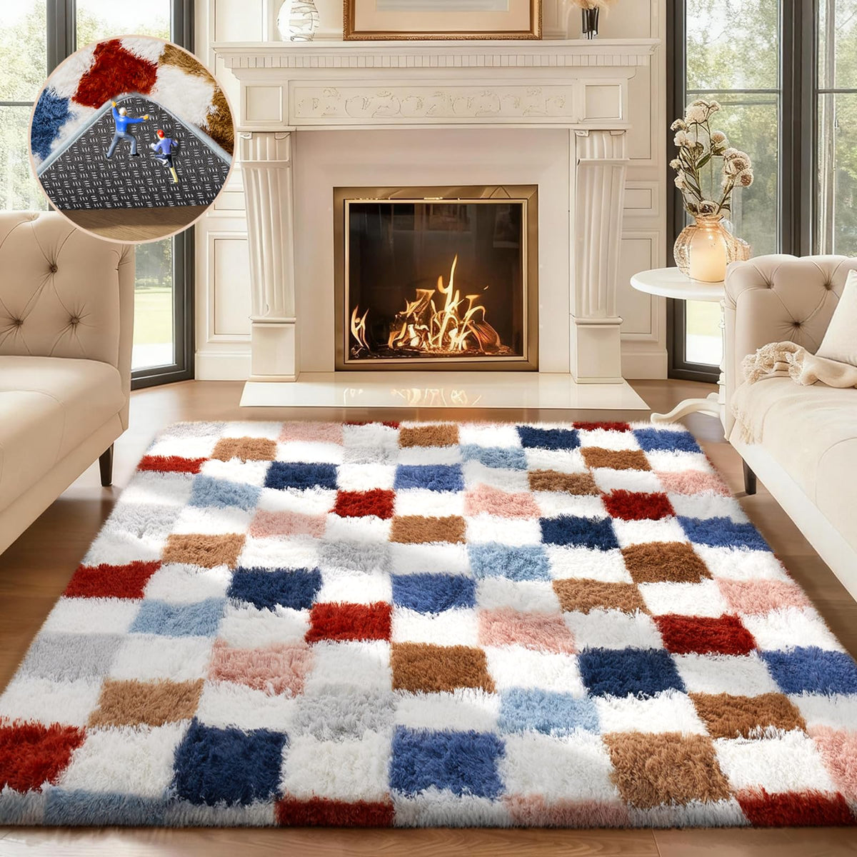 Ophanie Small Rug Upgrade Non Slip Throw Bedside Area Rugs, Fluffy Soft Grey Mini Bedroom Carpet, Affordable Door Entryway Indoor Inside Front Entrance Dog 2x3 Mat, Home Decor Aesthetic, Nursery