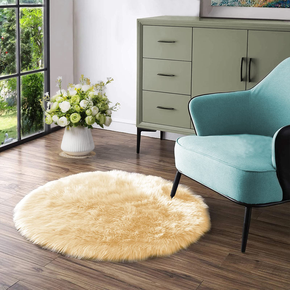 Latepis White Sheepskin Rug 2x3 Faux Fur Sheepskin Rug for Living Room Fluffy Washable Rugs for Bedroom Luxury Room Decor Furry Rugs Rectangle
