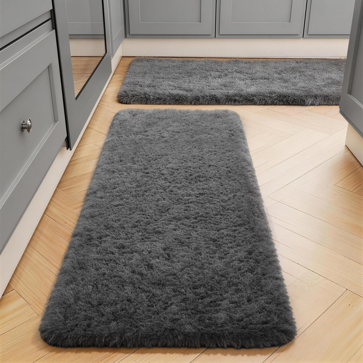 Ophanie 2x6 Washable Runner Rug for Hallway,Non-Slip Fluffy Soft Bedside Rugs, Bedroom Living Room Grey Shaggy Gray Carpet for Kids Girls Boys Dorm Nursery Home Decor Aesthetic
