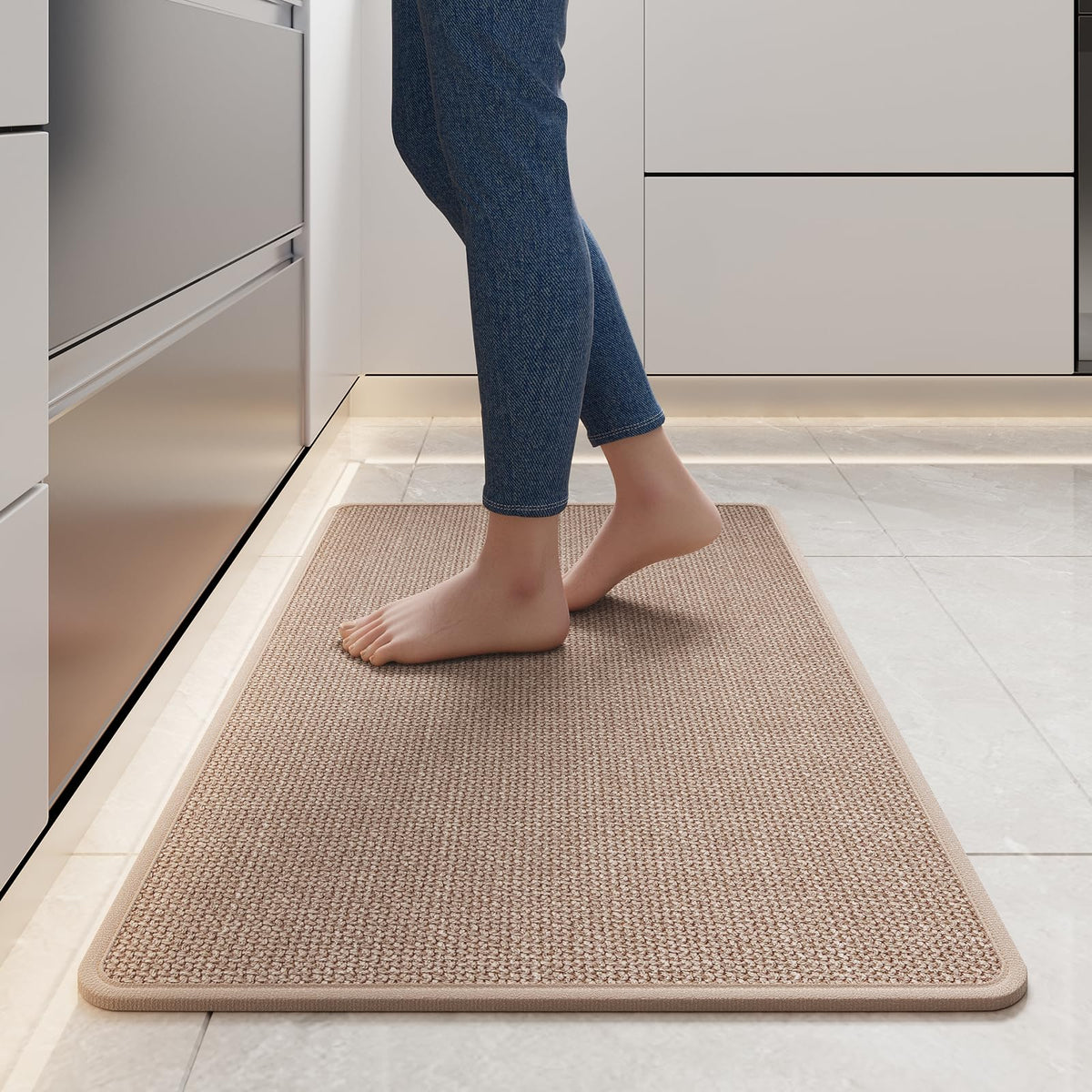 YDKGL Kitchen Rugs Kitchen Mats for Floor Non Slip Washable Brown 17"x30"