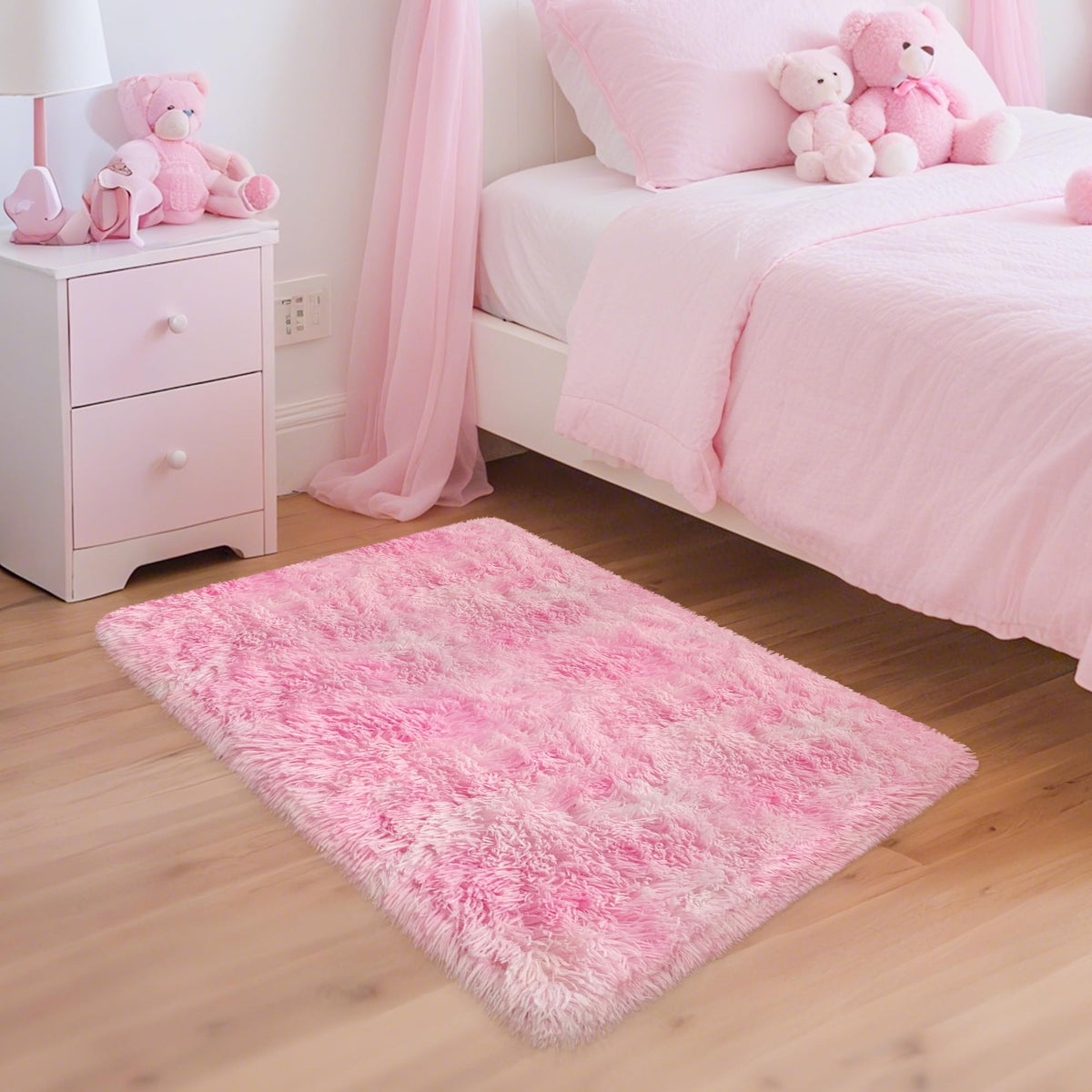 Soft Fluffy Beige Runner Rug for Bedroom, Bedside Long Rug Runner