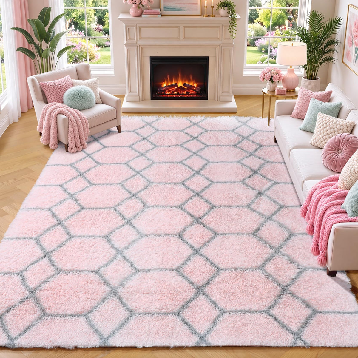 White Runner Rugs for Bedroom Living Room, Fluffy 2x6 Bedside Soft Area Rug