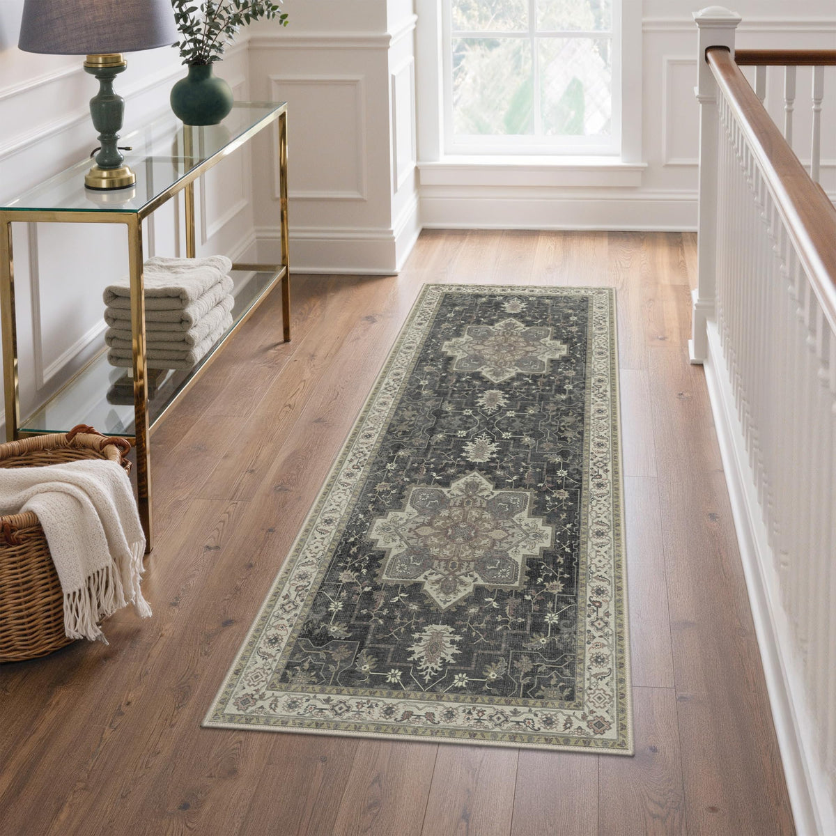 GENIMO 2x5 Washable Runner Rug Non Slip for Hallway, Light Taupe Brown