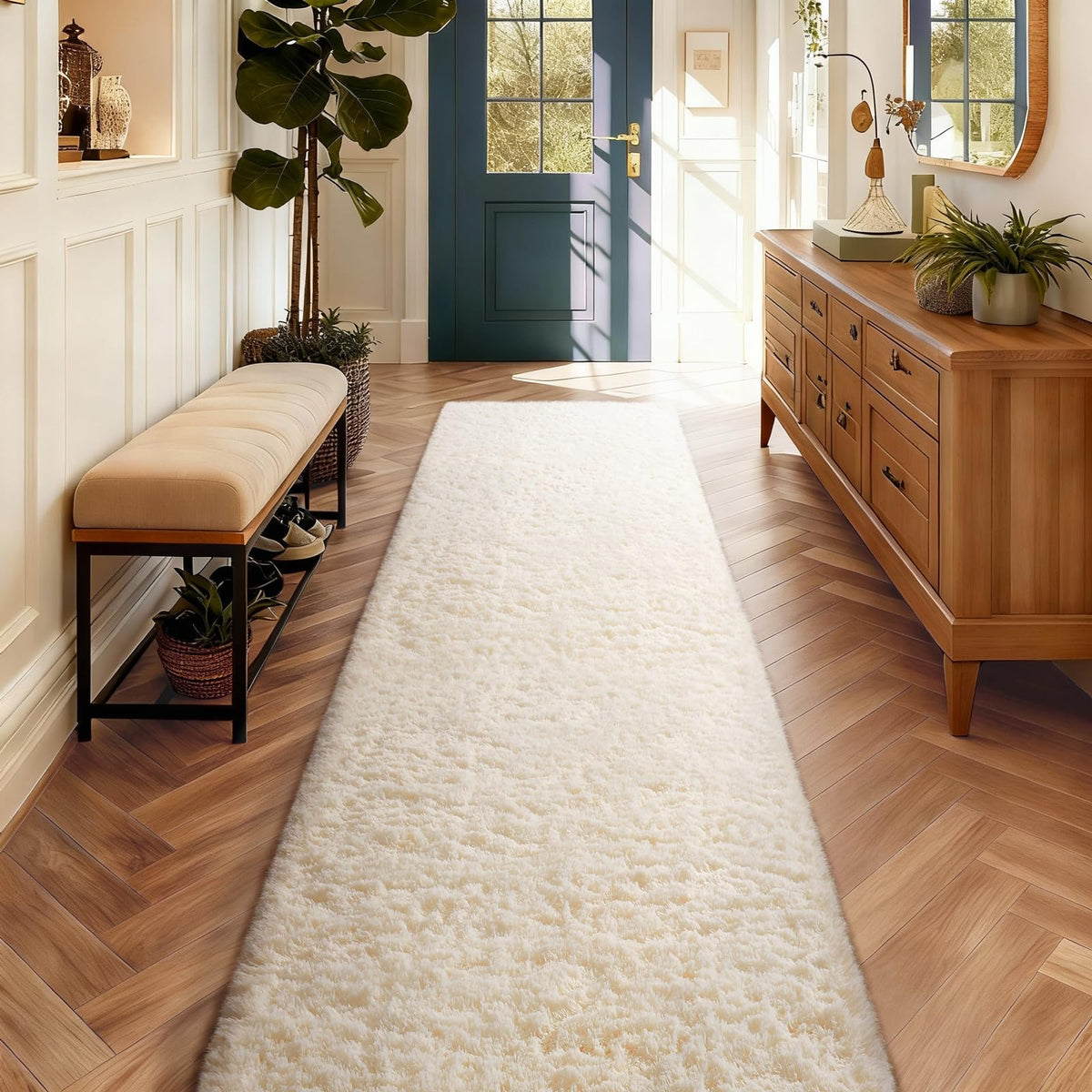 Ophanie 2x6 Washable Runner Rug for Hallway,Non-Slip Fluffy Soft Bedside Rugs, Bedroom Living Room Grey Shaggy Gray Carpet for Kids Girls Boys Dorm Nursery Home Decor Aesthetic