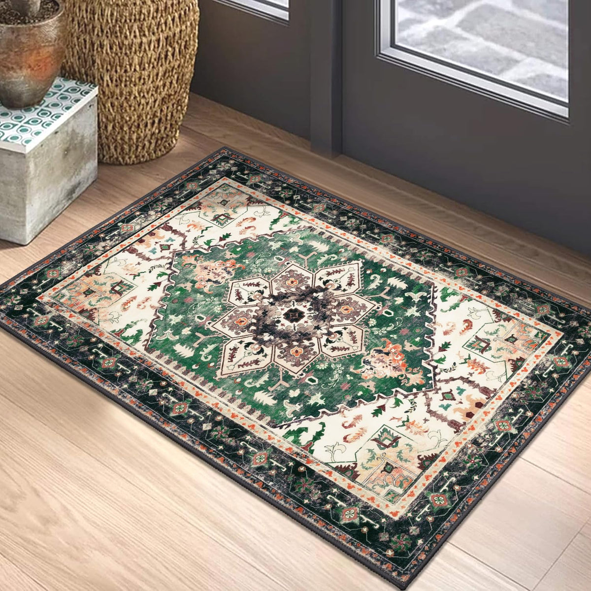 Yamaziot Washable Runner Rug, 2x8 Non-Slip Boho Vintage Hallway Kitchen Rug