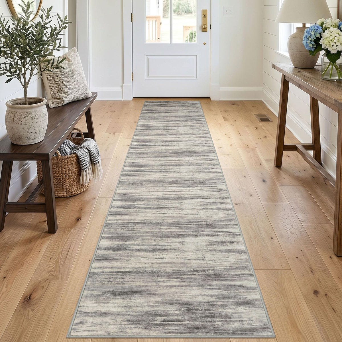 KOZYFLY Abstract Rugs for Entryway 2x3 Washable Small Area Rug Grey-Blue