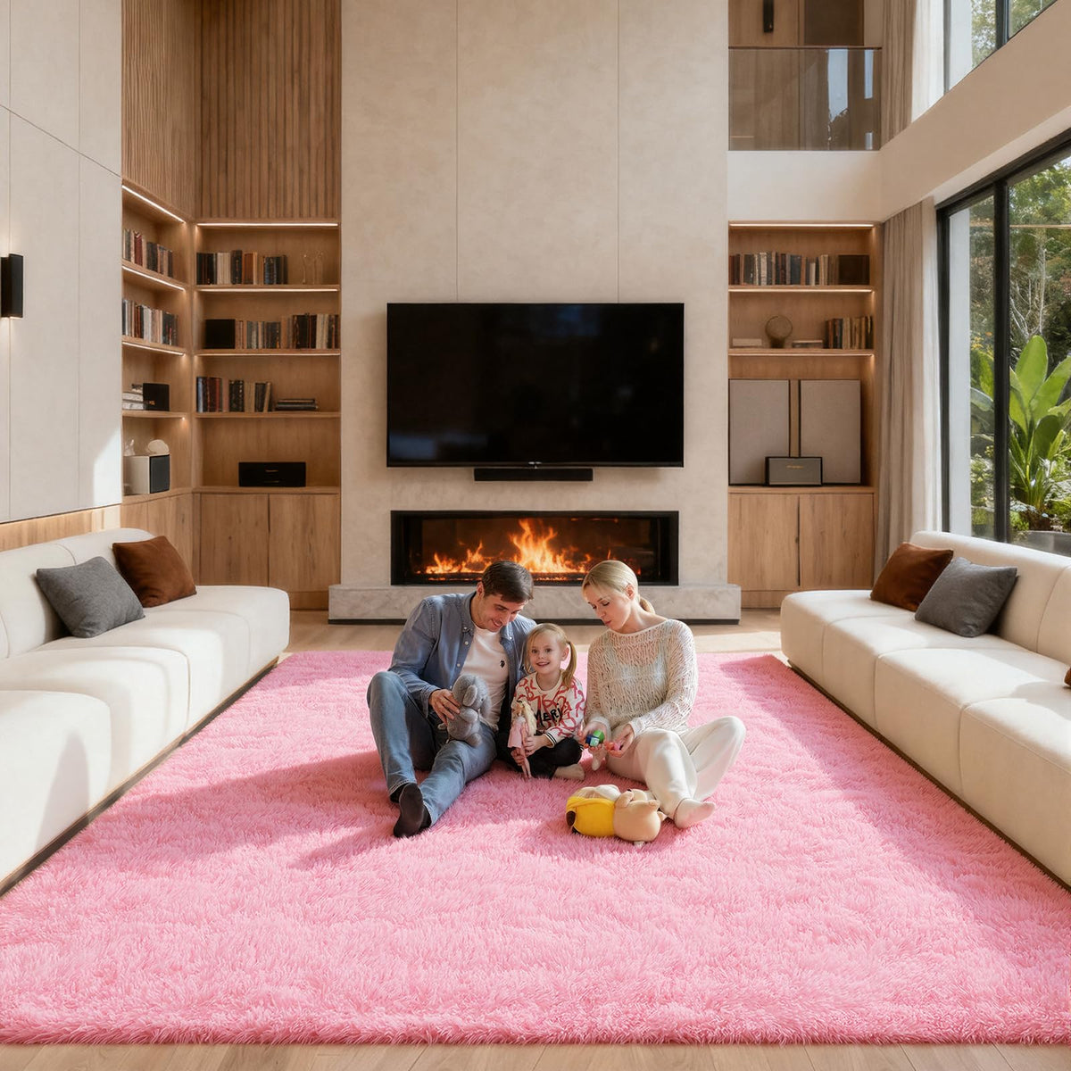Pink Rug for Bedroom, 2x3 Small Fluffy Area Rugs for Living Room