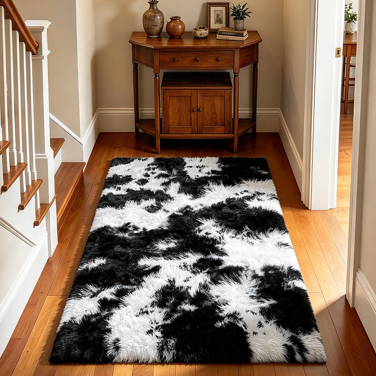 Beige 2x4 Area Rugs for Bedroom, Fluffy Shag Rug Small Rug Bedside Carpet