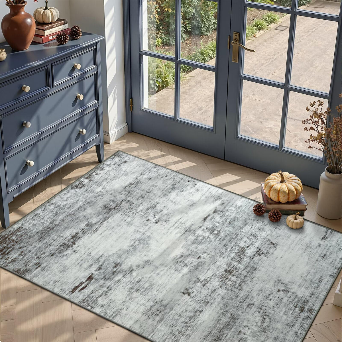 Toneed Washable 2x6 Non-Slip Runner Rug for Hallway Kitchen, Grey
