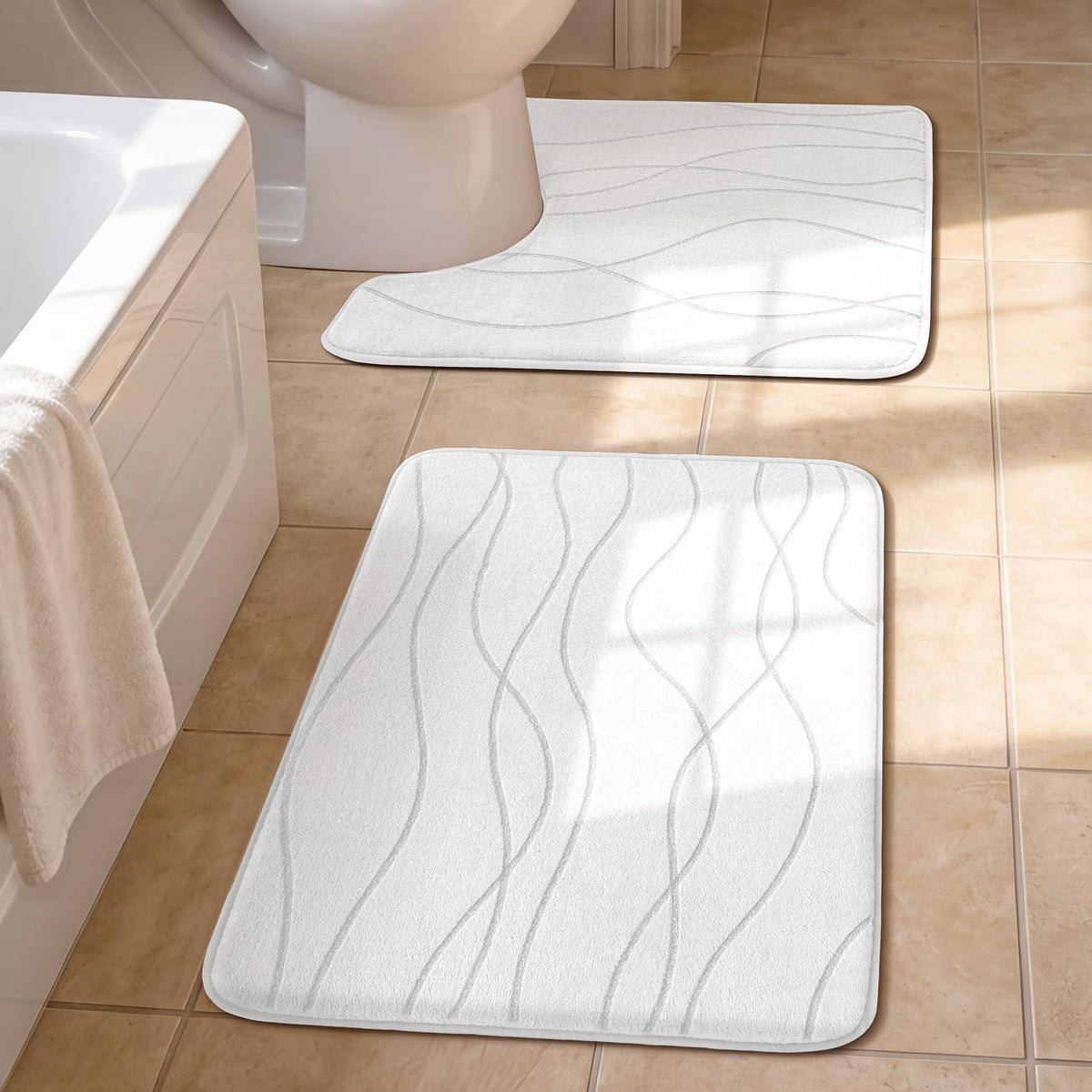 YIHOUSE Bathroom Rugs Set 5 Piece, Memory Foam Bath Mat Dark Grey