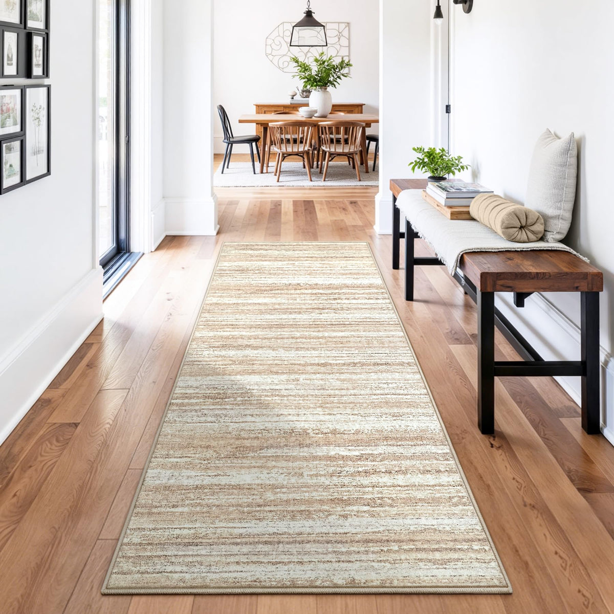 Chicrug 2x6 Blue Washable Runner Rug for Hallway Kitchen Entryway Non Slip