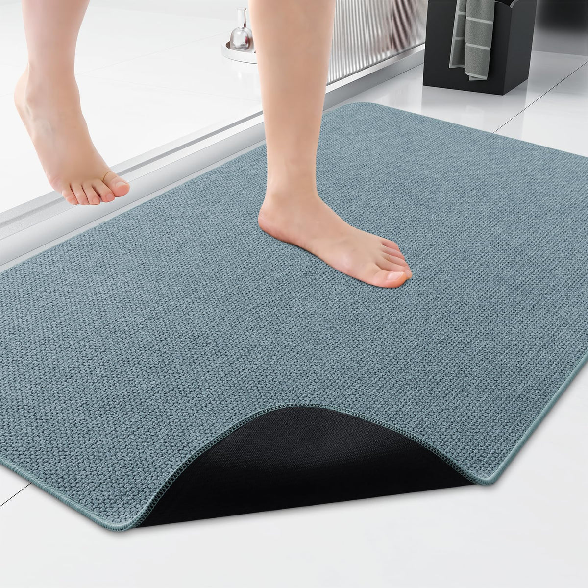 Smiry Ultra Thin Bath Mat 30X20, Non Slip Rubber Washable Bathroom Rugs