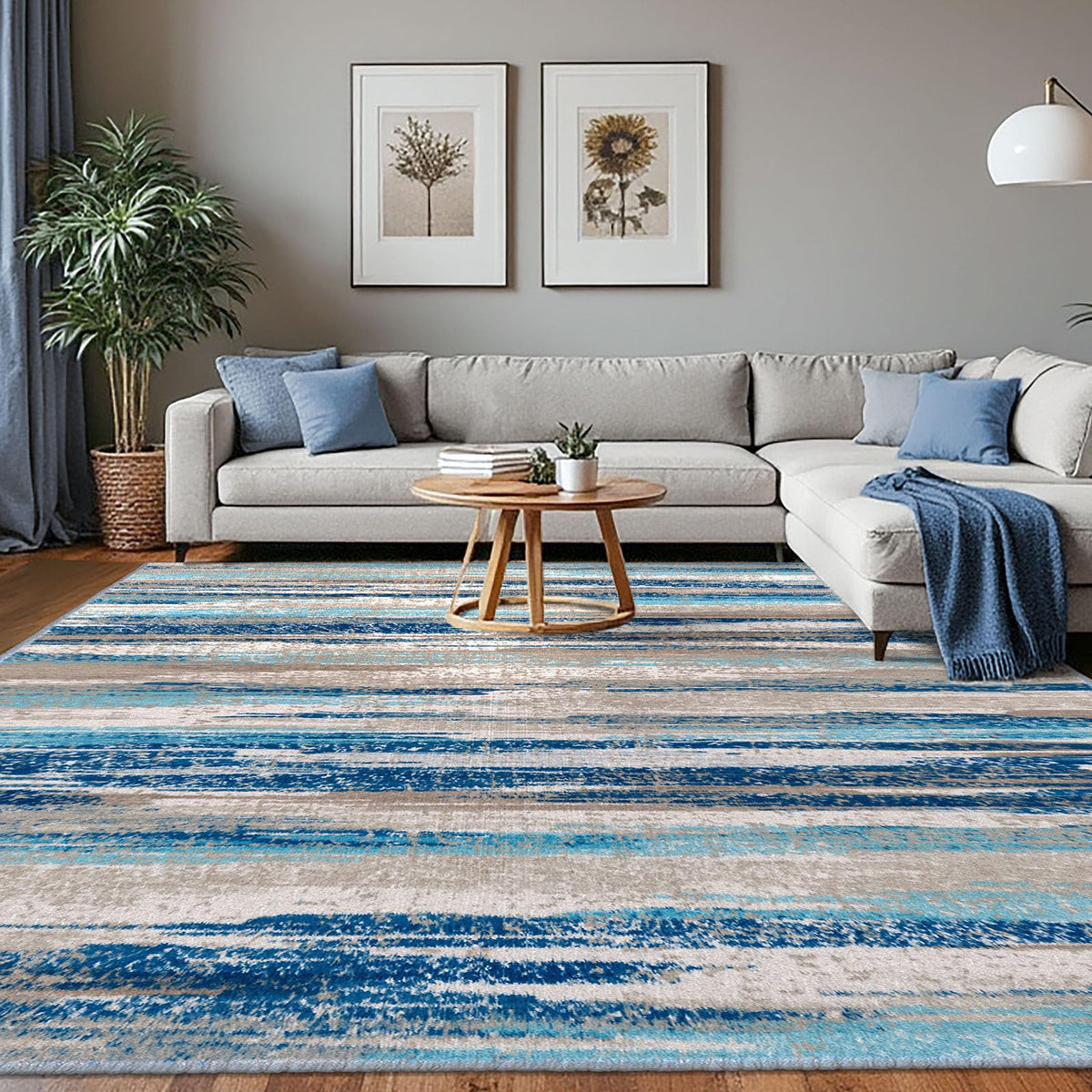 Lansny Abstract Washable 2x6 Runner Rug Non Slip Runners for Hallway
